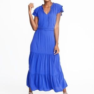 Old navy ruffle flutter sleeve maxi, L